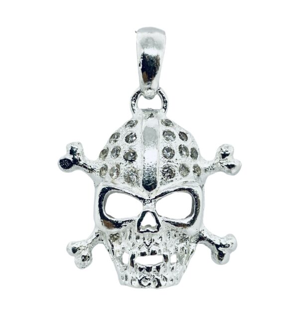 Dije De Calavera Grande Estilo Pirata Con Piedra