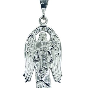 Dije De San Gabriel De Plata Con Piedra