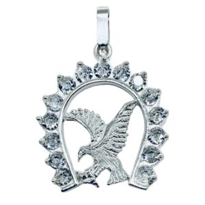 Dije De Herradura Y Águila De Plata Grande Con Piedra