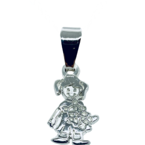 Dije De Una Niña Con Oso De Plata Chico Plano Liso