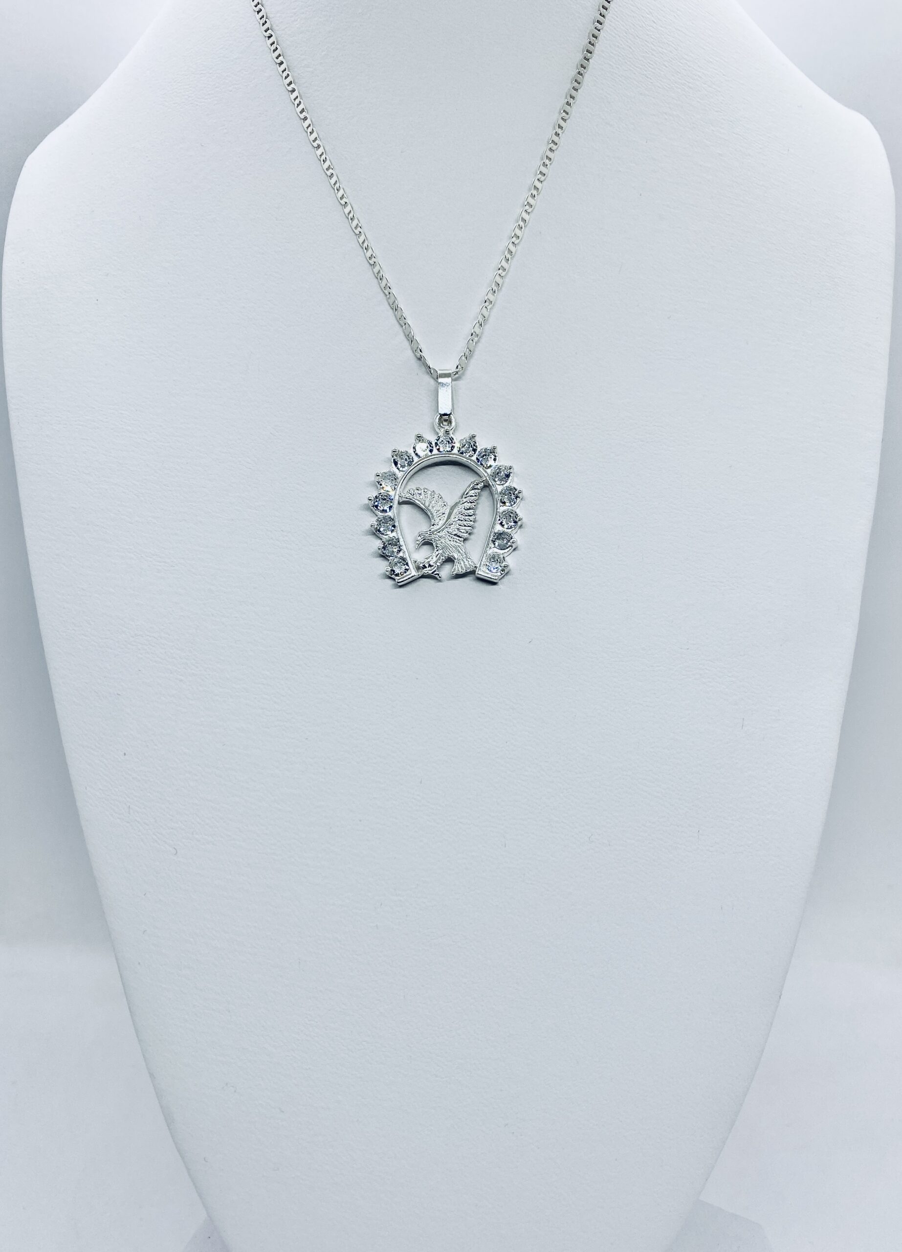 Dije De Herradura Y Águila De Plata Grande Con Piedra - Imagen 6