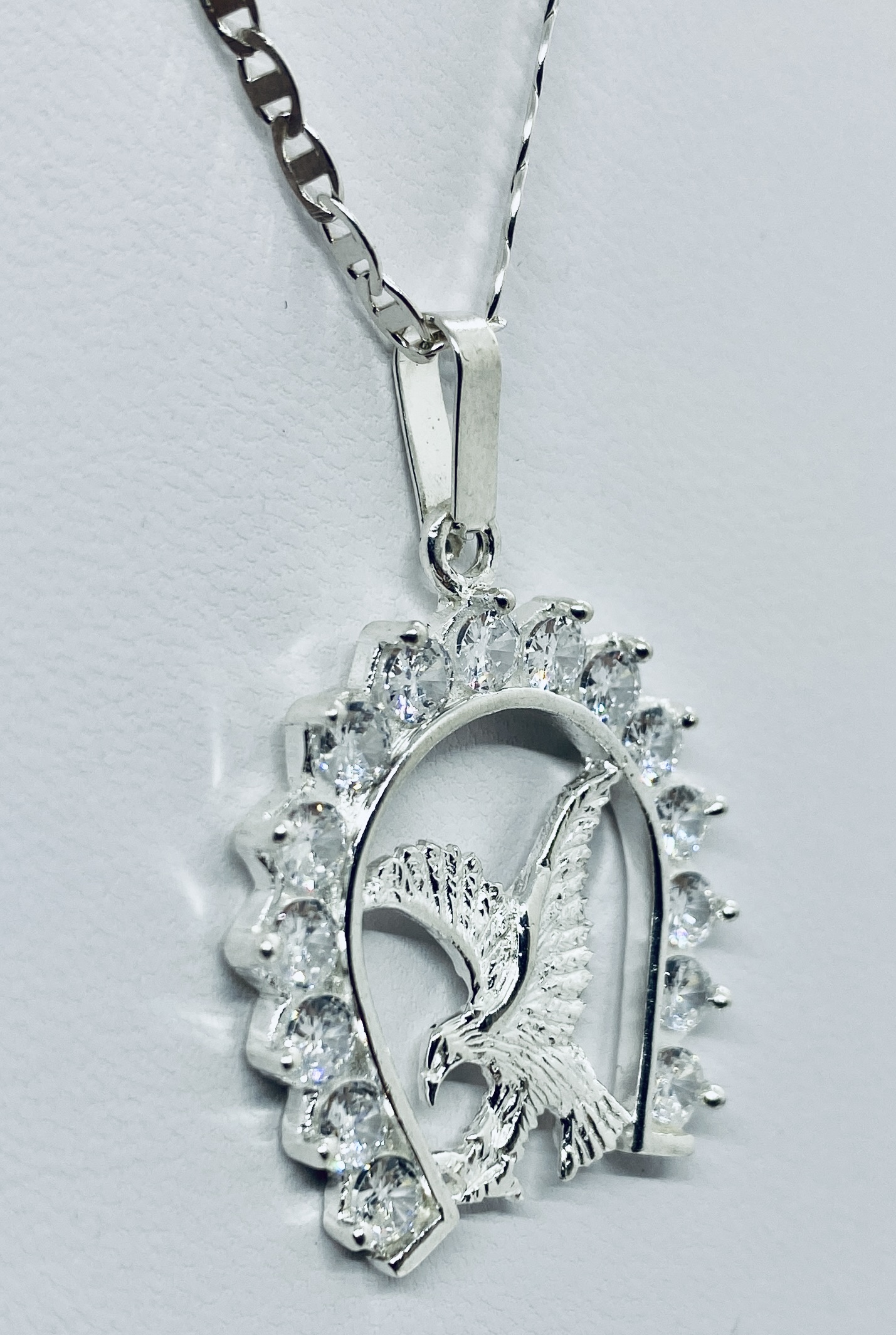 Dije De Herradura Y Águila De Plata Grande Con Piedra - Imagen 5