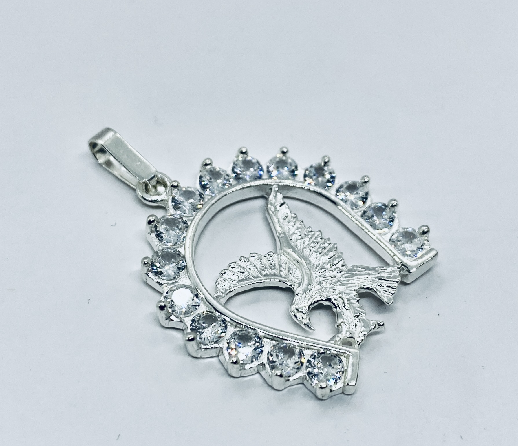 Dije De Herradura Y Águila De Plata Grande Con Piedra - Imagen 3