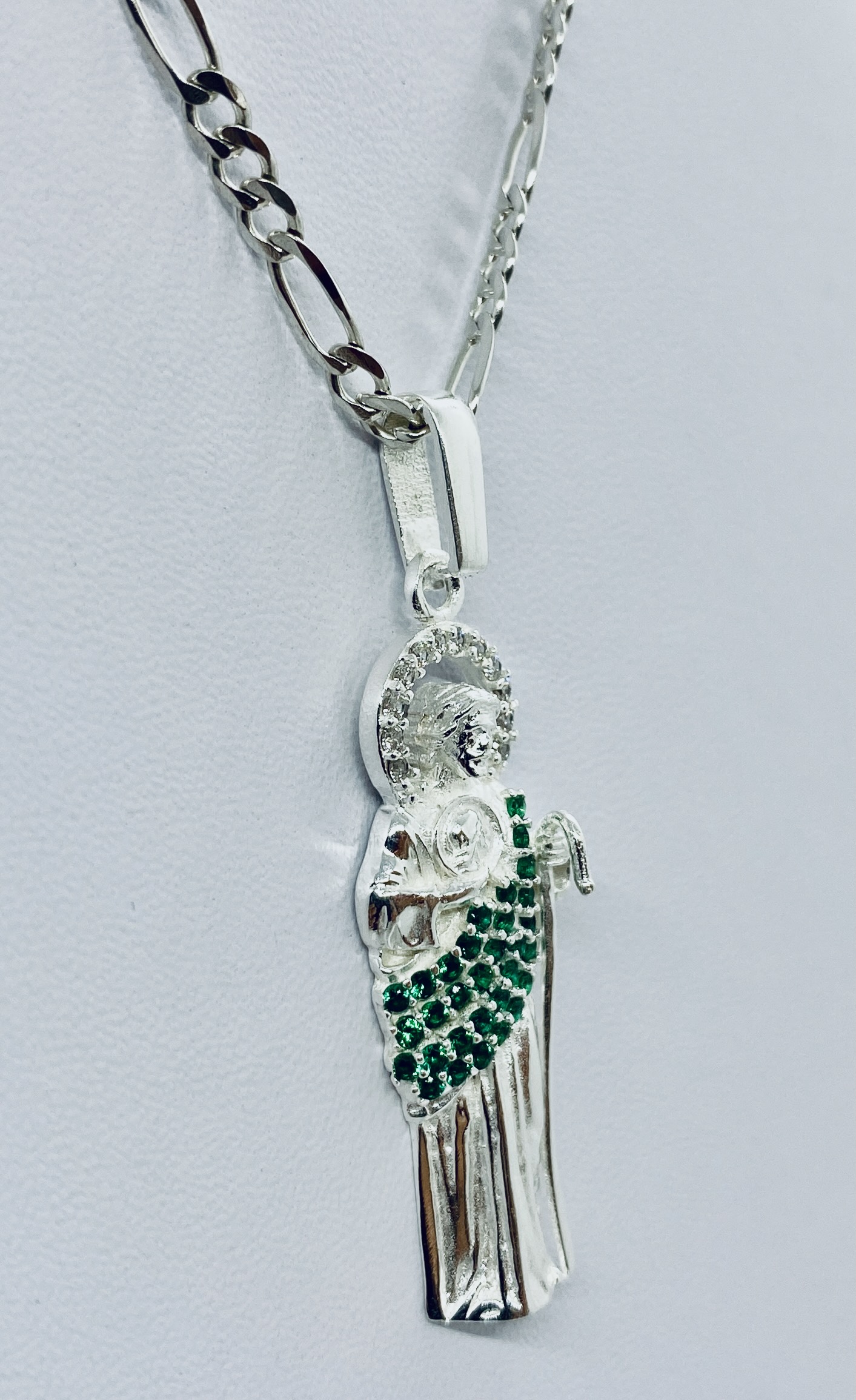 Dije De Plata De San Judas Tadeo Piedra Verde Mod3 - Imagen 4