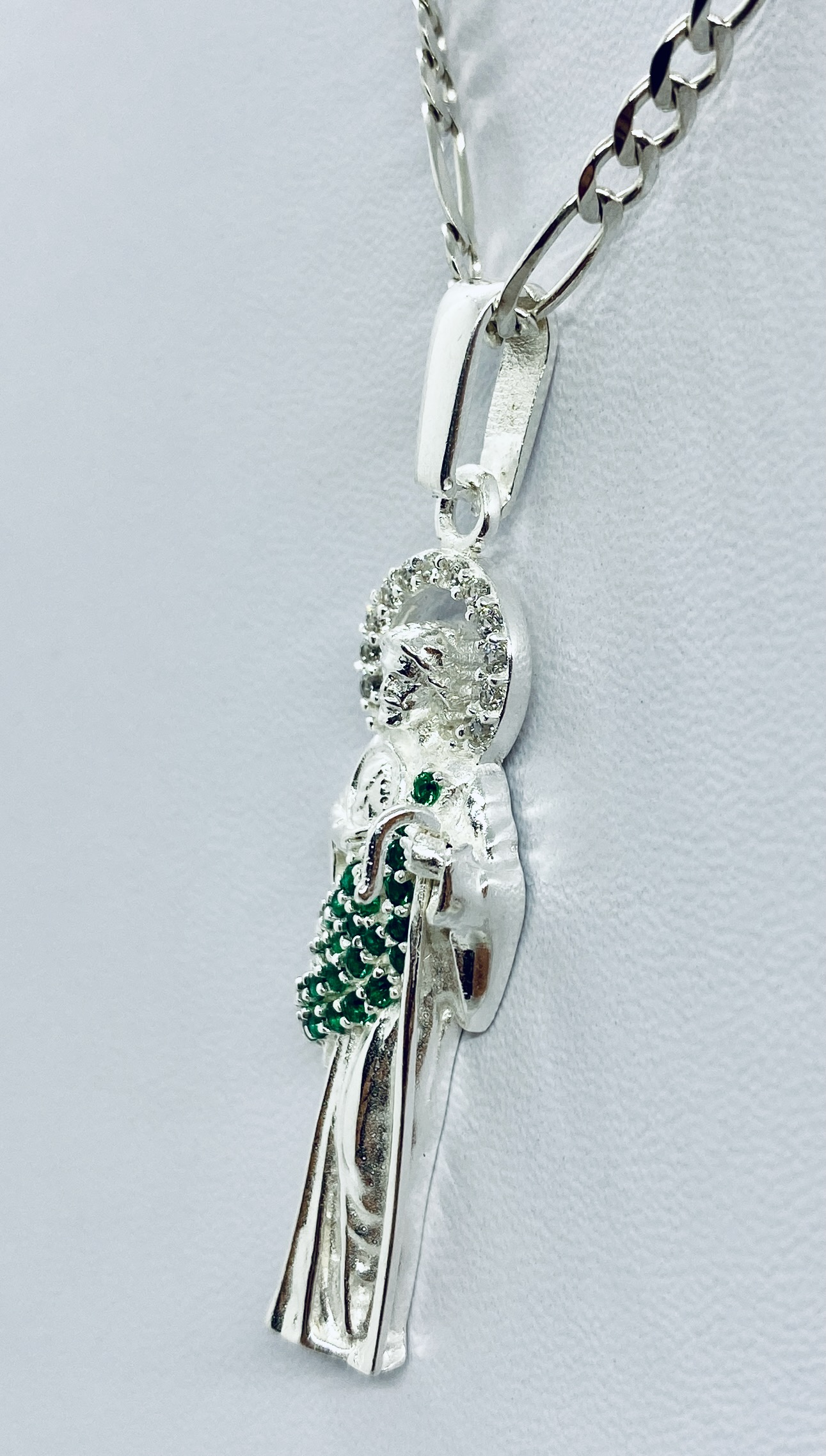 Dije De Plata De San Judas Tadeo Piedra Verde Mod3 - Imagen 2