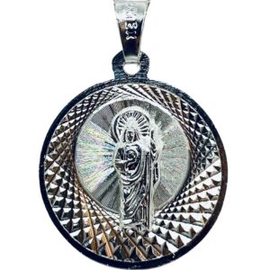 Medalla De San Judas Tadeo De Plata Diamantada 2.1cm Diámetro
