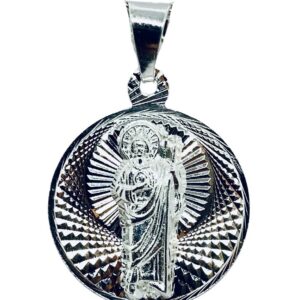 Medalla De San Judas Tadeo De Plata Diamantada 1.7cm Diámetro