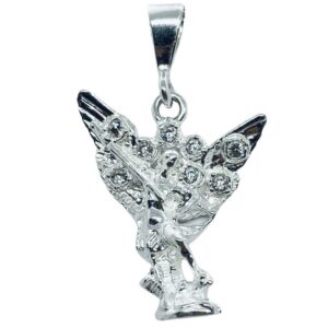 Dije De Plata De San Miguel Arcángel Con Piedra Bulto Chico